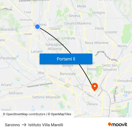 Saronno to Istituto Villa Marelli map