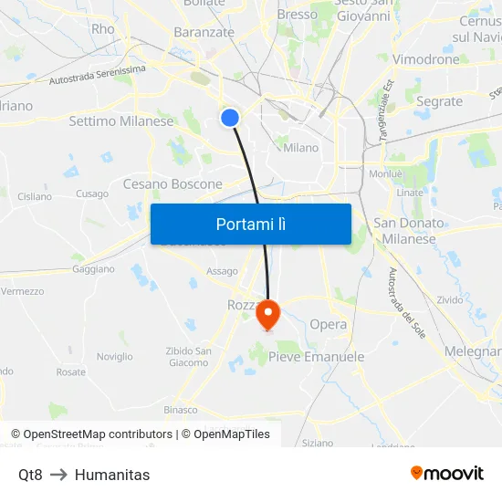 Qt8 to Humanitas map