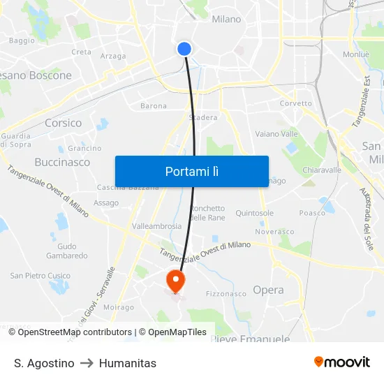 S. Agostino to Humanitas map