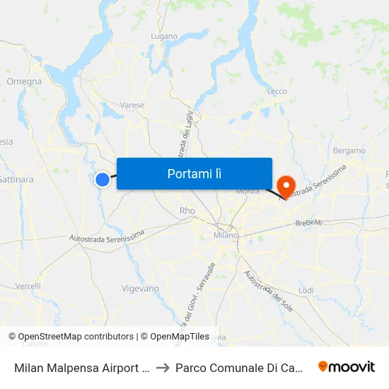 Milan Malpensa Airport (Mxp) to Parco Comunale Di Cambiago map