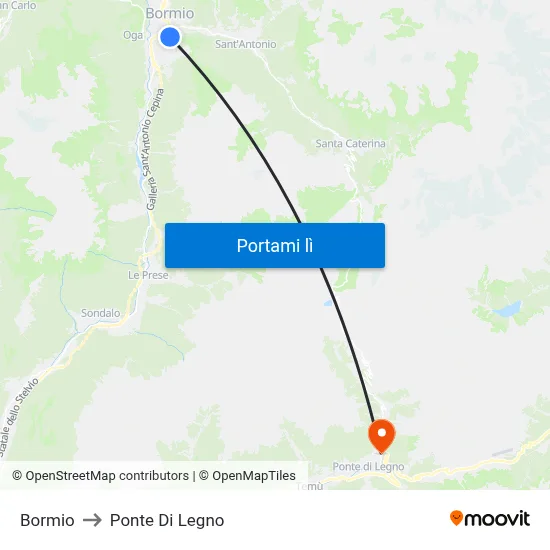 Bormio to Ponte Di Legno map