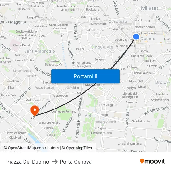 Piazza Del Duomo to Porta Genova map