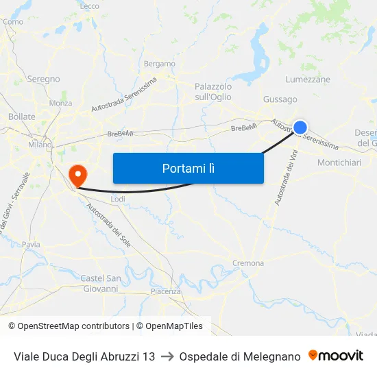 Viale Duca Degli Abruzzi 13 to Ospedale di Melegnano map