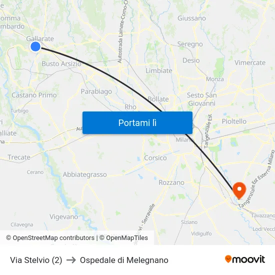 Via Stelvio (2) to Ospedale di Melegnano map