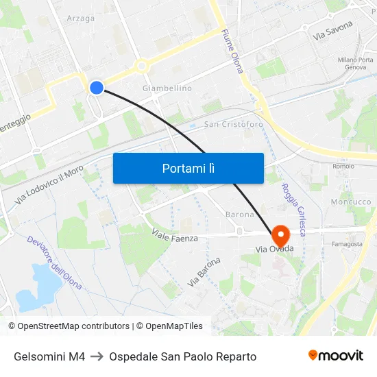 Gelsomini M4 to Ospedale San Paolo Reparto map