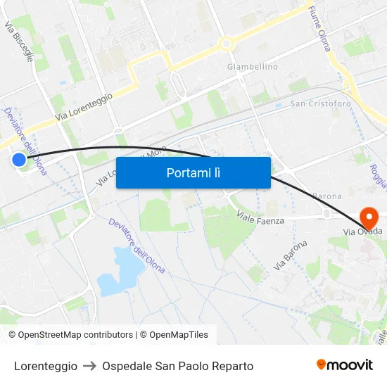 Lorenteggio to Ospedale San Paolo Reparto map