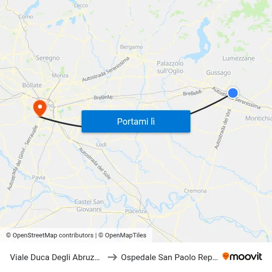 Viale Duca Degli Abruzzi 13 to Ospedale San Paolo Reparto map