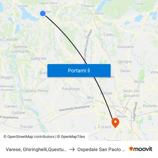 Varese, Ghiringhelli,Questura,Istituti to Ospedale San Paolo Reparto map