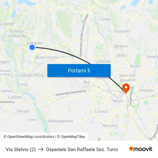 Via Stelvio (2) to Ospedale San Raffaele Sez. Turro map