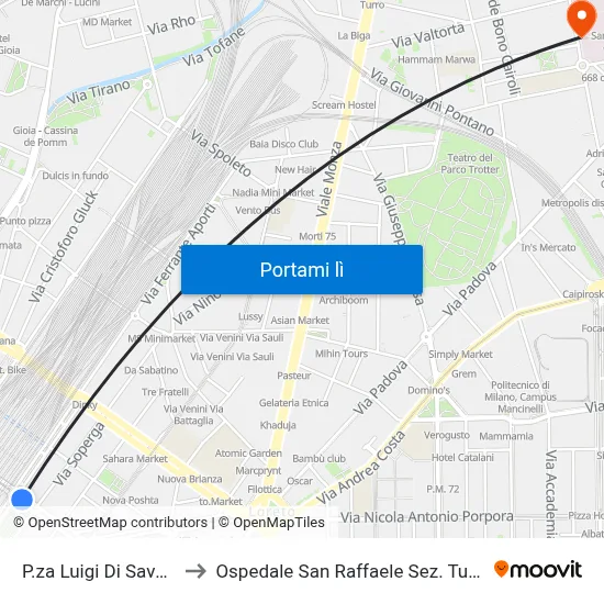 P.za Luigi Di Savoia to Ospedale San Raffaele Sez. Turro map