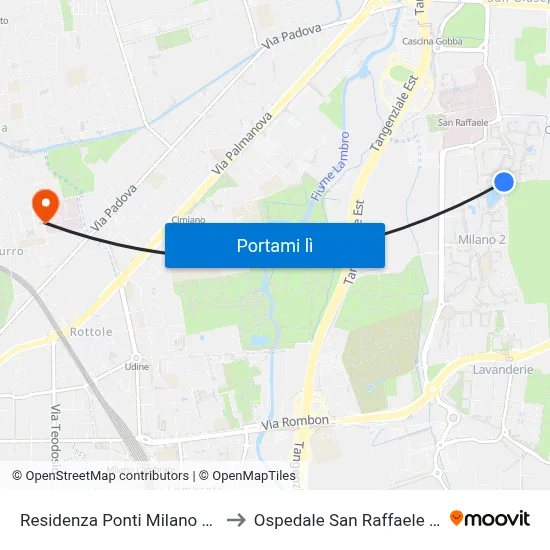 Residenza Ponti Milano 2 (Segrate) to Ospedale San Raffaele Sez. Turro map