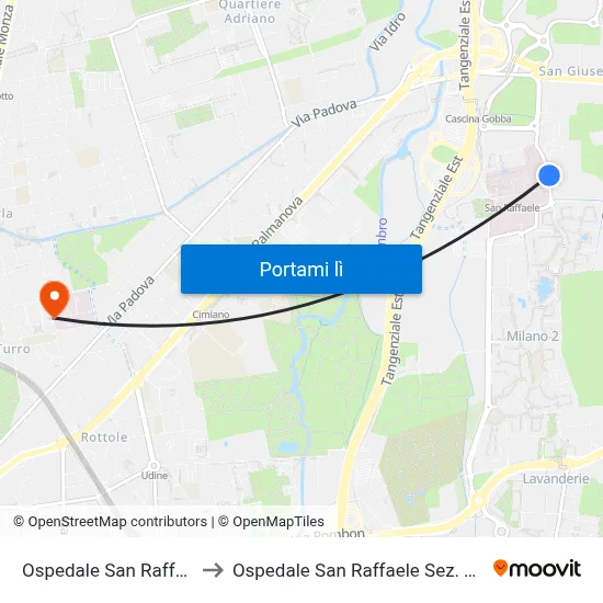 Ospedale San Raffaele to Ospedale San Raffaele Sez. Turro map