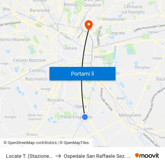 Locate T. (Stazione Fs) to Ospedale San Raffaele Sez. Turro map