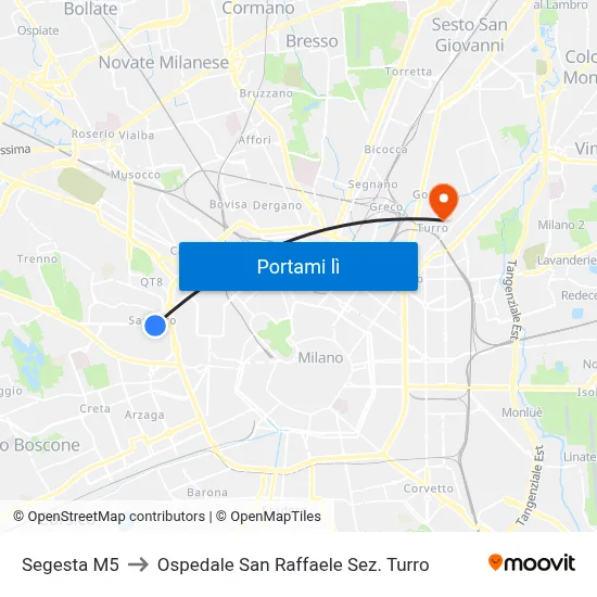 Segesta M5 to Ospedale San Raffaele Sez. Turro map