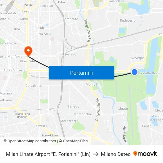 Milan Linate Airport "E. Forlanini" (Lin) to Milano Dateo map