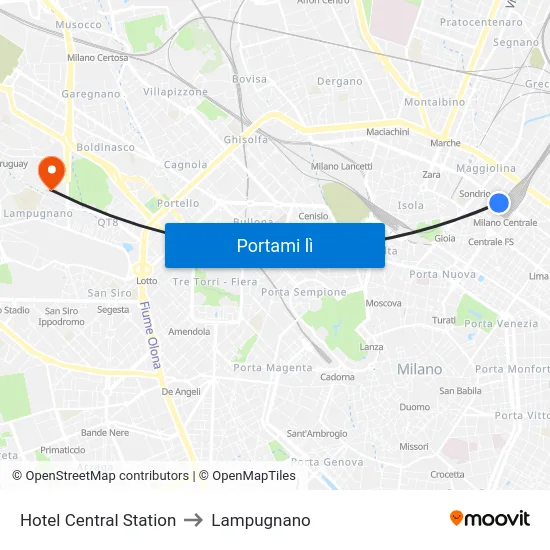 Hotel Central Station to Lampugnano map