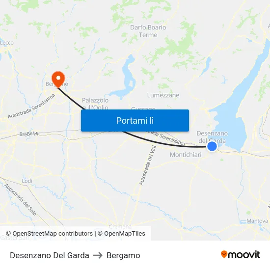 Desenzano Del Garda to Bergamo map