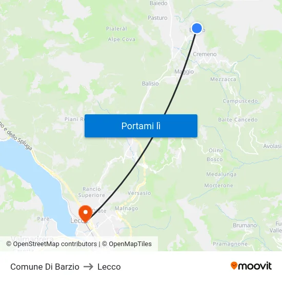 Comune Di Barzio to Lecco map