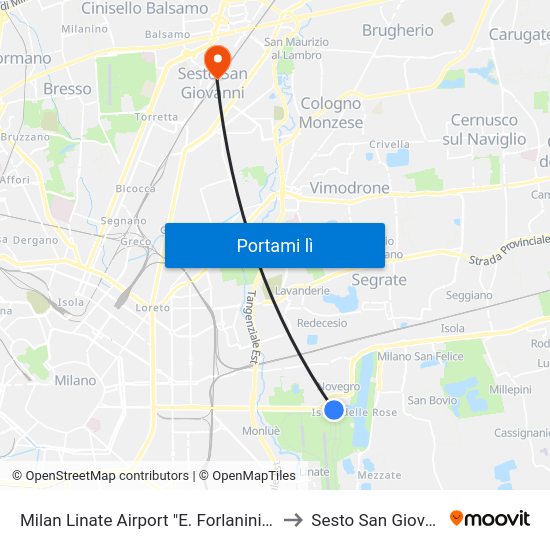 Milan Linate Airport "E. Forlanini" (Lin) to Sesto San Giovanni map