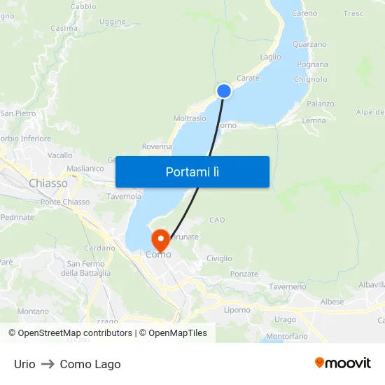 Urio to Como Lago map