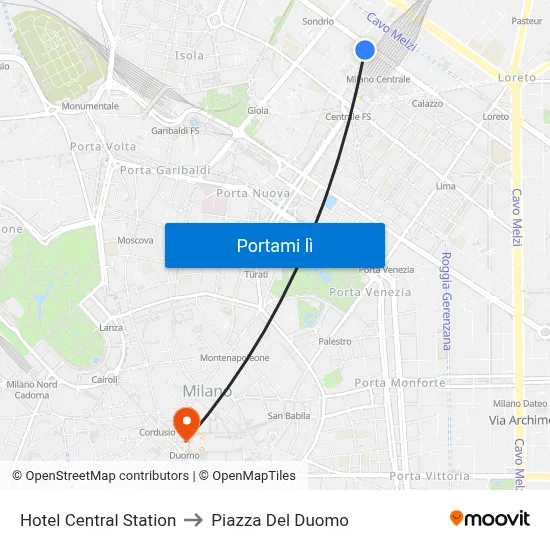 Hotel Central Station to Piazza Del Duomo map