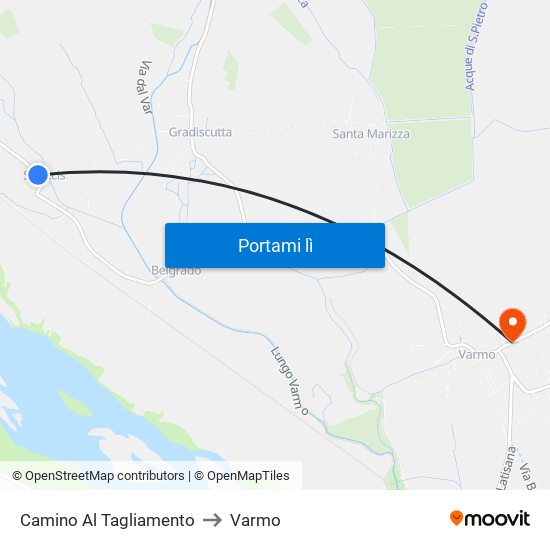 Camino Al Tagliamento to Varmo map
