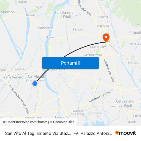 San Vito Al Tagliamento Via Stazione (Autostazione) to Palazzo Antonini-Cernazai map