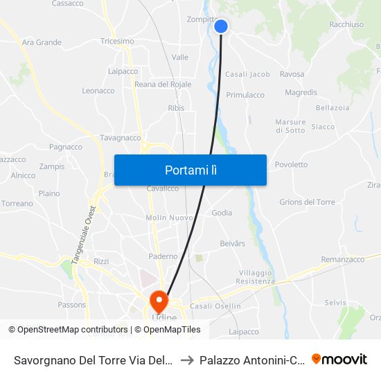 Savorgnano Del Torre Via Della Motta 3 to Palazzo Antonini-Cernazai map