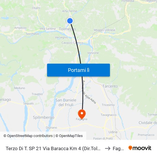 Terzo Di T. SP 21 Via Baracca Km 4 (Dir.Tolmezzo), Imponzaso to Fagagna map