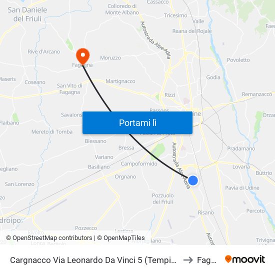 Cargnacco Via Leonardo Da Vinci 5 (Tempio, Direzione Udine) to Fagagna map