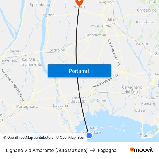 Lignano Via Amaranto (Autostazione) to Fagagna map