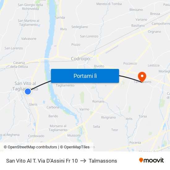 San Vito Al T. Via D'Assini Fr 10 to Talmassons map