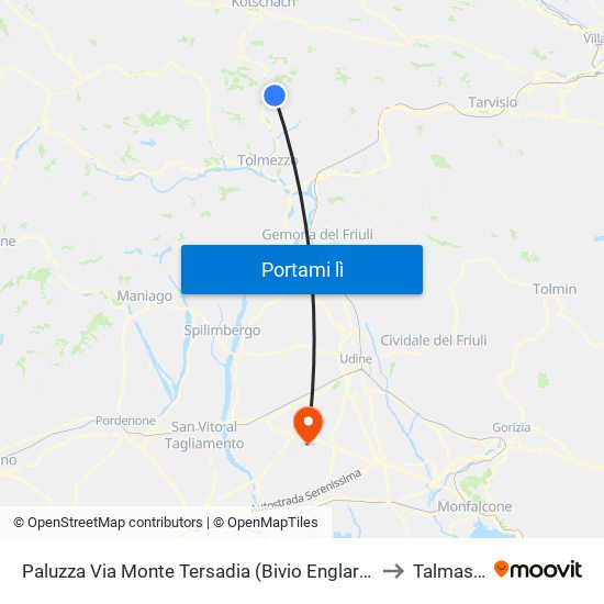 Paluzza Via Monte Tersadia (Bivio Englaro Sup., Dir.Treppo) to Talmassons map