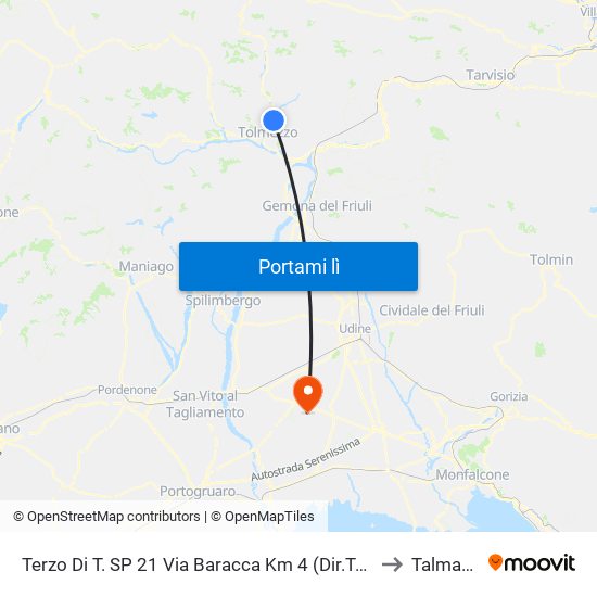 Terzo Di T. SP 21 Via Baracca Km 4 (Dir.Tolmezzo), Imponzaso to Talmassons map
