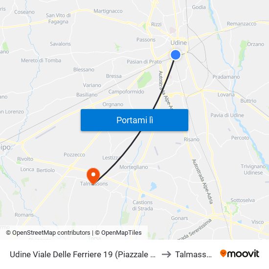 Udine Viale Delle Ferriere 19 (Piazzale Cella) to Talmassons map