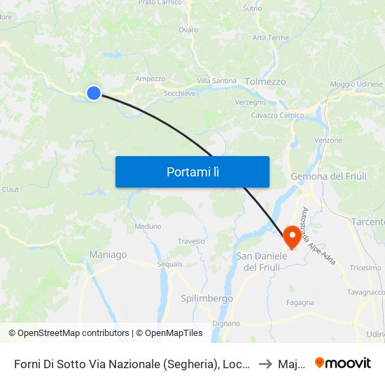 Forni Di Sotto Via Nazionale (Segheria), Località Colareit to Majano map