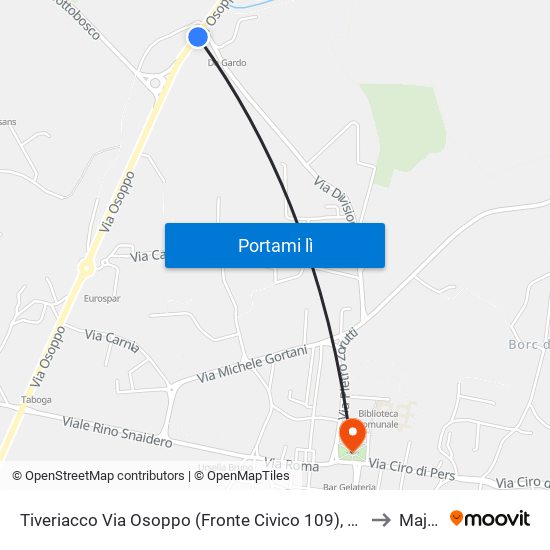 Tiveriacco Via Osoppo (Fronte Civico 109), Loc.Ponte Ledra to Majano map