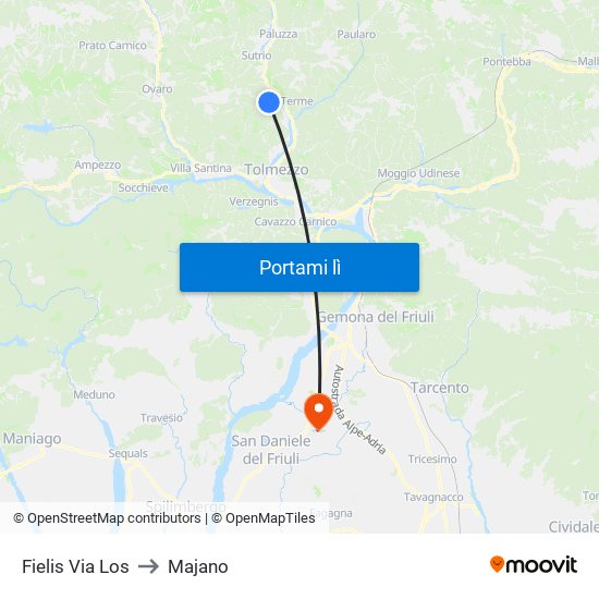 Fielis Via Los to Majano map