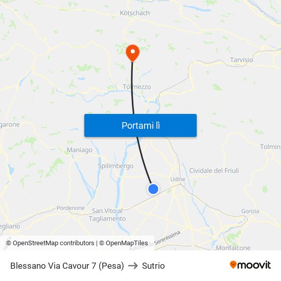 Blessano Via Cavour 7 (Pesa) to Sutrio map