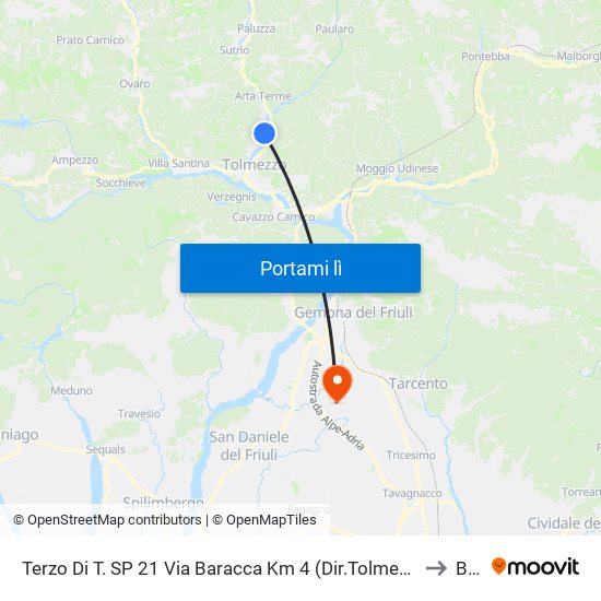 Terzo Di T. SP 21 Via Baracca Km 4 (Dir.Tolmezzo), Imponzaso to Buja map