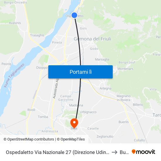 Ospedaletto Via Nazionale 27 (Direzione Udine) to Buja map