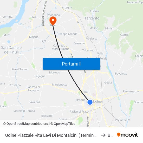 Udine Piazzale Rita Levi Di Montalcini (Terminal Studenti) to Buja map