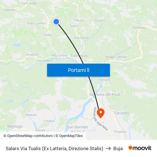 Salars Via Tualis (Ex Latteria, Direzione Stalis) to Buja map