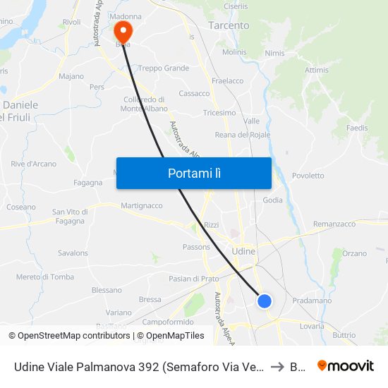 Udine Viale Palmanova 392 (Semaforo Via Verona) to Buja map