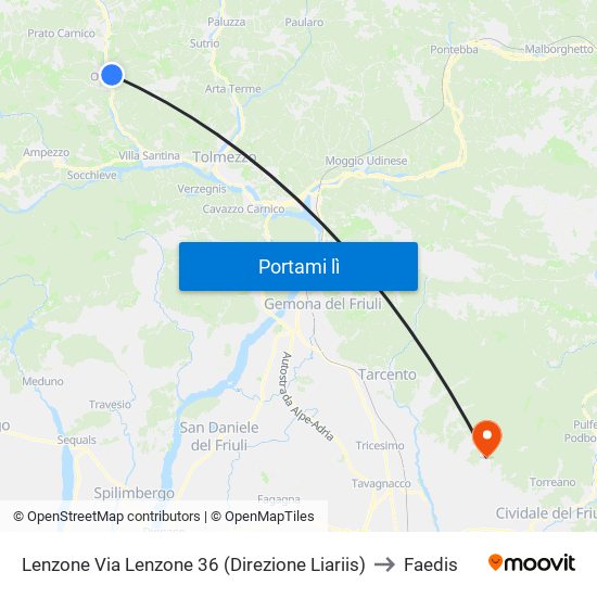 Lenzone Via Lenzone 36 (Direzione Liariis) to Faedis map