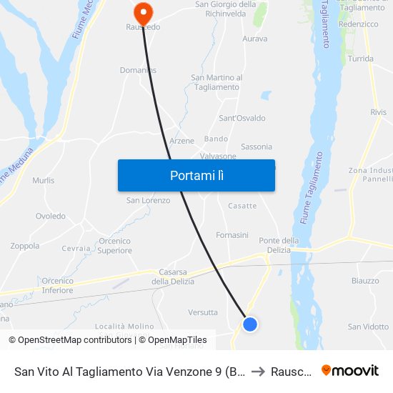 San Vito Al Tagliamento Via Venzone 9 (Brovedani) to Rauscedo map