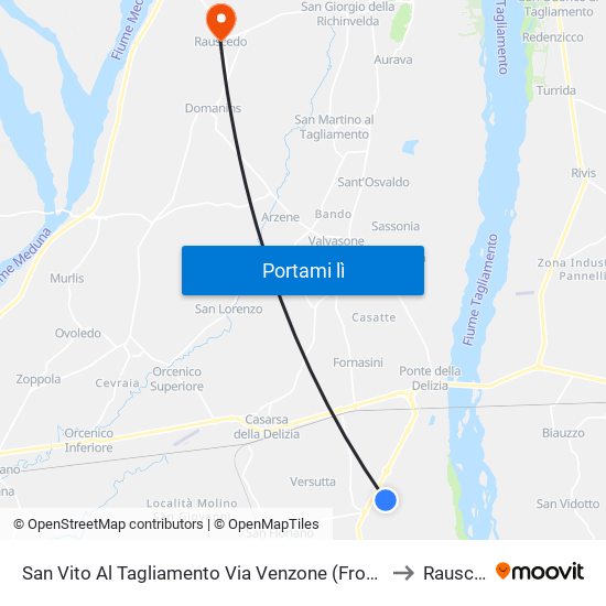 San Vito Al Tagliamento Via Venzone (Fronte Brovedani) to Rauscedo map