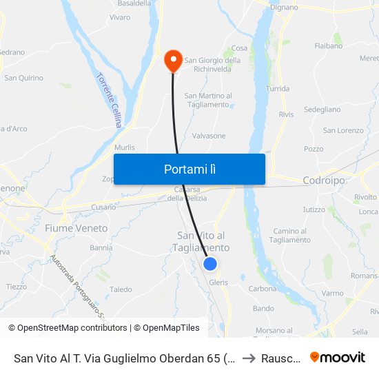 San Vito Al T. Via Guglielmo Oberdan 65 (Caserma) to Rauscedo map