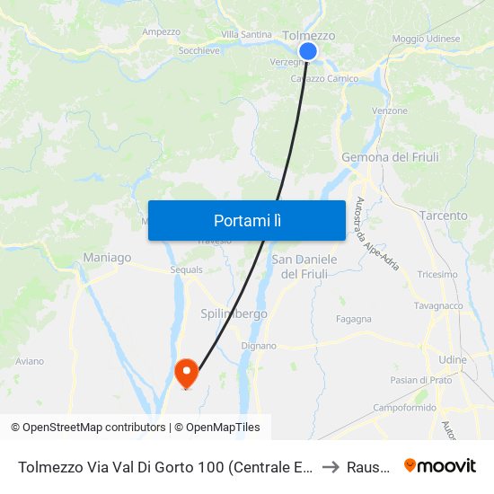Tolmezzo Via Val Di Gorto 100 (Centrale Enel, Direz. Udine) to Rauscedo map