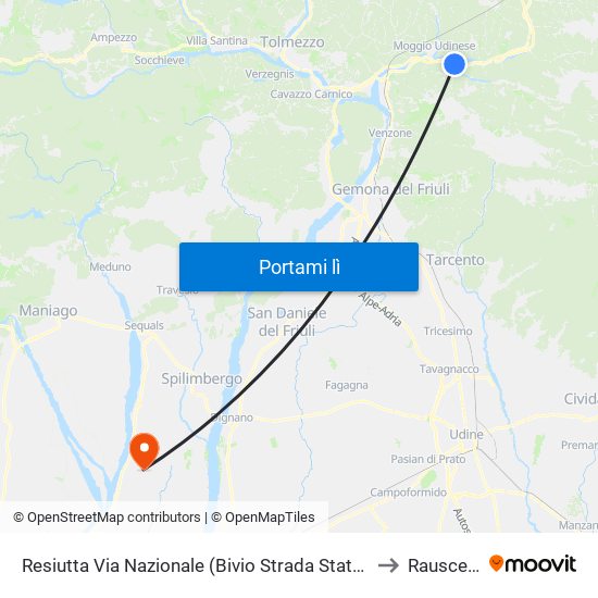 Resiutta Via Nazionale (Bivio Strada Statale 13) to Rauscedo map